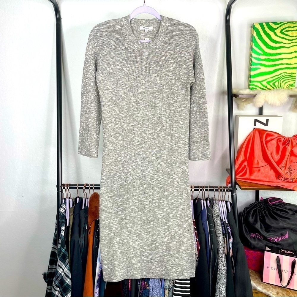 Madewell Marled Gray Sweater Midi Dress